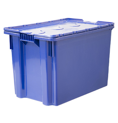 Ящик с крышкой п/э 600х400х400 сплошной, синий морозостойкий Safe PRO